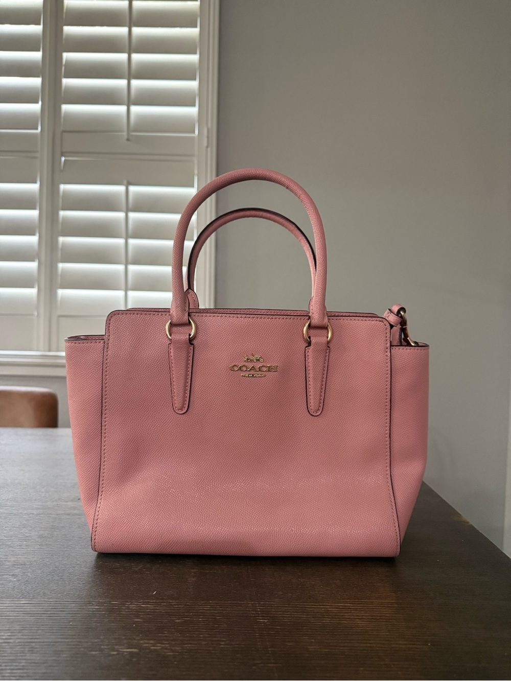 Coach Pink Leather Satchel with Gold Hardware